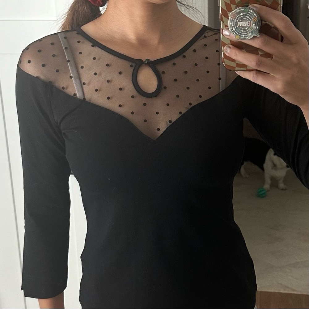 Unique Vintage off shoulder Swiss dot top